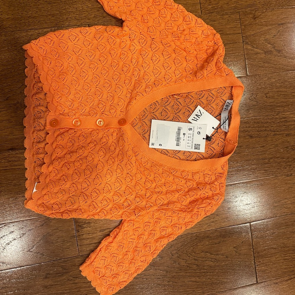 NWT- Zara Women's Vibrant Orange Cardigan